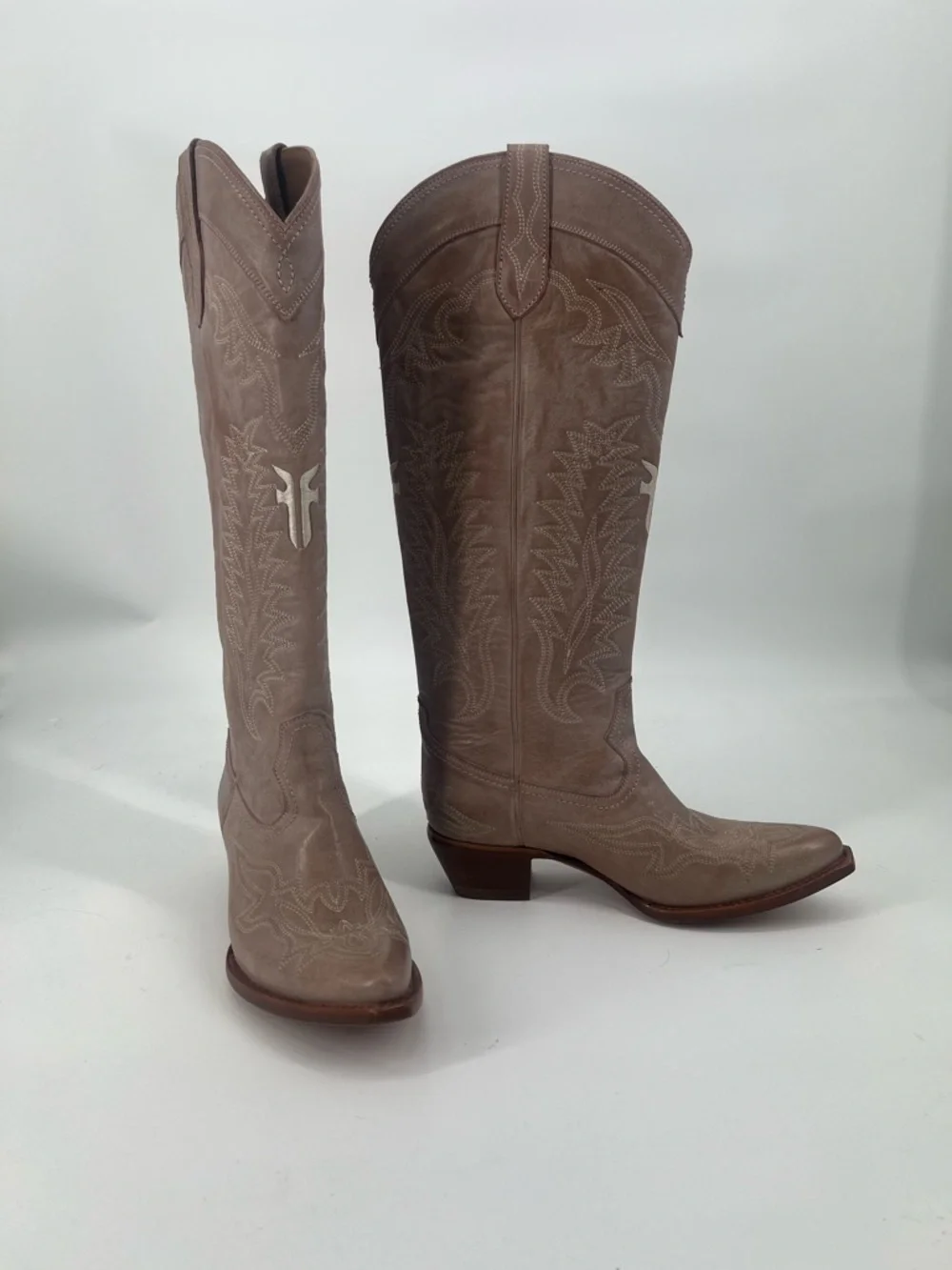 Frye Sacha Feather Deco Women's Tall Suede Western Cowboy Boot - Taupe/Brown 10